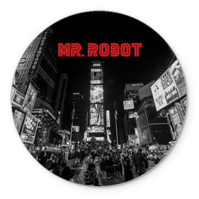 Коврик круглый с принтом Мистер Робот в Санкт-Петербурге, резина и полиэстер | круглая форма, изображение наносится на всю лицевую часть | fsociety | mr robot | анонимус | мистер робот