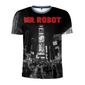 Мужская футболка 3D спортивная с принтом Мистер Робот в Санкт-Петербурге, 100% полиэстер с улучшенными характеристиками | приталенный силуэт, круглая горловина, широкие плечи, сужается к линии бедра | Тематика изображения на принте: fsociety | mr robot | анонимус | мистер робот