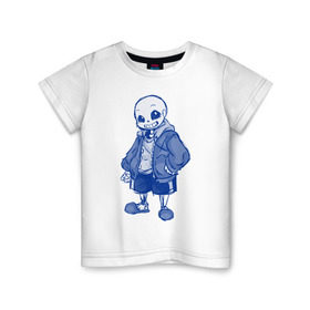 Детская футболка хлопок с принтом Sans в Санкт-Петербурге, 100% хлопок | круглый вырез горловины, полуприлегающий силуэт, длина до линии бедер | sans | undertale