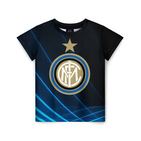 Детская футболка 3D с принтом Inter Milan в Санкт-Петербурге, 100% гипоаллергенный полиэфир | прямой крой, круглый вырез горловины, длина до линии бедер, чуть спущенное плечо, ткань немного тянется | inter | milan | интер | италия | милан | футбол | футболист
