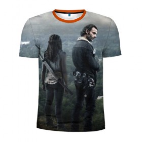 Мужская футболка 3D спортивная с принтом The Walking Dead в Санкт-Петербурге, 100% полиэстер с улучшенными характеристиками | приталенный силуэт, круглая горловина, широкие плечи, сужается к линии бедра | 
