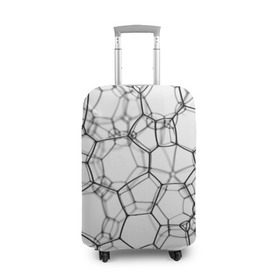 Чехол для чемодана 3D с принтом Пузыри в Санкт-Петербурге, 86% полиэфир, 14% спандекс | двустороннее нанесение принта, прорези для ручек и колес | абстракция | пузыри | сетка