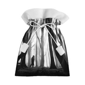 Подарочный 3D мешок с принтом Утро в лесу в Санкт-Петербурге, 100% полиэстер | Размер: 29*39 см | black   white | fog | forest | man | morning | photo | silhouette | trees | деревья | лес | силуэт | туман | утро | фото | человек | черно   белое
