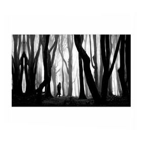 Бумага для упаковки 3D с принтом Утро в лесу в Санкт-Петербурге, пластик и полированная сталь | круглая форма, металлическое крепление в виде кольца | black   white | fog | forest | man | morning | photo | silhouette | trees | деревья | лес | силуэт | туман | утро | фото | человек | черно   белое