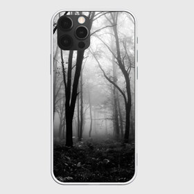 Чехол для iPhone 12 Pro Max с принтом Туман в лесу в Санкт-Петербурге, Силикон |  | black   white | fog | forest | morning | photo | silhouette | trees | деревья | лес | силуэт | туман | утро | фото | черно   белое