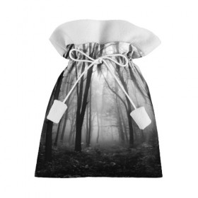 Подарочный 3D мешок с принтом Туман в лесу в Санкт-Петербурге, 100% полиэстер | Размер: 29*39 см | Тематика изображения на принте: black   white | fog | forest | morning | photo | silhouette | trees | деревья | лес | силуэт | туман | утро | фото | черно   белое