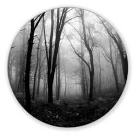 Коврик круглый с принтом Туман в лесу в Санкт-Петербурге, резина и полиэстер | круглая форма, изображение наносится на всю лицевую часть | black   white | fog | forest | morning | photo | silhouette | trees | деревья | лес | силуэт | туман | утро | фото | черно   белое