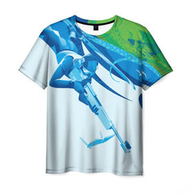 Мужская футболка 3D с принтом Биатлон Зимний вид спорта в Санкт-Петербурге, 100% полиэфир | прямой крой, круглый вырез горловины, длина до линии бедер | biathlon | биатлон | гонка | зимний | кубок мира | спринт | чемпионат | чемпионат мира | эстафета