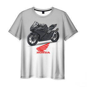 Мужская футболка 3D с принтом Honda 3 в Санкт-Петербурге, 100% полиэфир | прямой крой, круглый вырез горловины, длина до линии бедер | Тематика изображения на принте: honda | moto | мото | мотоцикл | мотоциклы | хонда