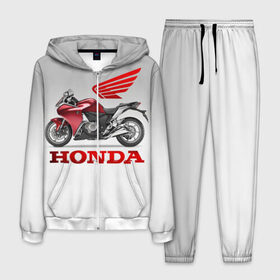 Мужской костюм 3D с принтом Honda 2 в Санкт-Петербурге, 100% полиэстер | Манжеты и пояс оформлены тканевой резинкой, двухслойный капюшон со шнурком для регулировки, карманы спереди | honda | moto | мото | мотоцикл | мотоциклы | хонда