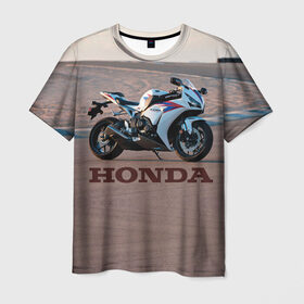 Мужская футболка 3D с принтом Honda 1 в Санкт-Петербурге, 100% полиэфир | прямой крой, круглый вырез горловины, длина до линии бедер | honda | moto | мото | мотоцикл | мотоциклы | хонда