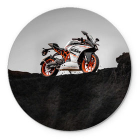 Коврик круглый с принтом KTM 5 в Санкт-Петербурге, резина и полиэстер | круглая форма, изображение наносится на всю лицевую часть | ktm | moto | катээм | ктм | мото | мотоцикл | мотоциклы