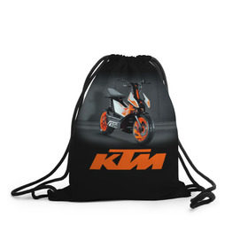 Рюкзак-мешок 3D с принтом KTM 2 в Санкт-Петербурге, 100% полиэстер | плотность ткани — 200 г/м2, размер — 35 х 45 см; лямки — толстые шнурки, застежка на шнуровке, без карманов и подкладки | ktm | moto | катээм | ктм | мото | мотоцикл | мотоциклы