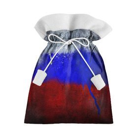 Подарочный 3D мешок с принтом Триколор (Краской на земле) в Санкт-Петербурге, 100% полиэстер | Размер: 29*39 см | Тематика изображения на принте: russia | белый | красный | российский флаг | россия | синий | триколор