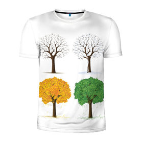 Мужская футболка 3D спортивная с принтом Времена года в Санкт-Петербурге, 100% полиэстер с улучшенными характеристиками | приталенный силуэт, круглая горловина, широкие плечи, сужается к линии бедра | весна | деревья | зима | лето | осень