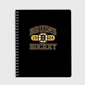 Тетрадь с принтом Boston Bruins в Санкт-Петербурге, 100% бумага | 48 листов, плотность листов — 60 г/м2, плотность картонной обложки — 250 г/м2. Листы скреплены сбоку удобной пружинной спиралью. Уголки страниц и обложки скругленные. Цвет линий — светло-серый
 | boston bruins | nxl | stanley cup | хоккей