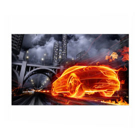 Бумага для упаковки 3D с принтом Огненная погоня в Санкт-Петербурге, пластик и полированная сталь | круглая форма, металлическое крепление в виде кольца | авто | гонки | дым | машина | огонь | пламя