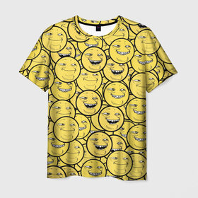 Мужская футболка 3D с принтом ПеКа-фейс в Санкт-Петербурге, 100% полиэфир | прямой крой, круглый вырез горловины, длина до линии бедер | Тематика изображения на принте: колобок | луна | пека | смайл | смайлик | солнце | фейс