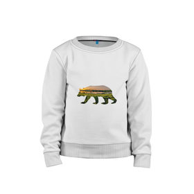 Детский свитшот хлопок с принтом медведь закат в Санкт-Петербурге, 100% хлопок | круглый вырез горловины, эластичные манжеты, пояс и воротник | 