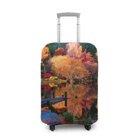 Чехол для чемодана 3D с принтом Осень в Санкт-Петербурге, 86% полиэфир, 14% спандекс | двустороннее нанесение принта, прорези для ручек и колес | autumn | boat | bright | colors | forest | paint | river | trees | деревья | краски | лес | лодка | осень | река | цвета | яркие