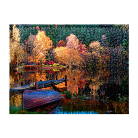 Обложка для студенческого билета с принтом Осень в Санкт-Петербурге, натуральная кожа | Размер: 11*8 см; Печать на всей внешней стороне | autumn | boat | bright | colors | forest | paint | river | trees | деревья | краски | лес | лодка | осень | река | цвета | яркие