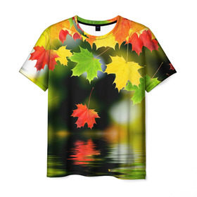Мужская футболка 3D с принтом Осень в Санкт-Петербурге, 100% полиэфир | прямой крой, круглый вырез горловины, длина до линии бедер | autumn | bright | color | forest | leaves | maple | paint | reflection | river | trees | деревья | клён | краски | лес | листья | осень | отражение | река | цвета | яркие