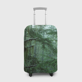 Чехол для чемодана 3D с принтом Дремучий лес в Санкт-Петербурге, 86% полиэфир, 14% спандекс | двустороннее нанесение принта, прорези для ручек и колес | camouflage | dense | fog | forest | spruce | tree | дремучий | ёлка | ельник | камуфляж | лес | маскировка | туман