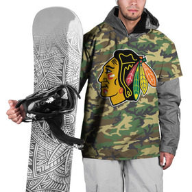 Накидка на куртку 3D с принтом Blackhawks Camouflage в Санкт-Петербурге, 100% полиэстер |  | camouflage | chicago blackhawks | hockey | nhl | нхл | хоккей