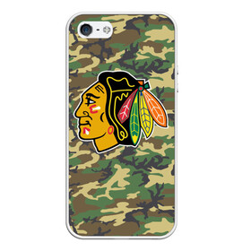 Чехол для iPhone 5/5S матовый с принтом Blackhawks Camouflage в Санкт-Петербурге, Силикон | Область печати: задняя сторона чехла, без боковых панелей | camouflage | chicago blackhawks | hockey | nhl | нхл | хоккей