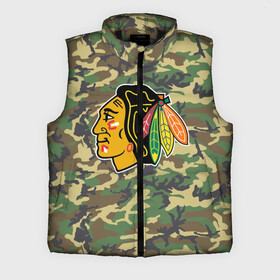 Мужской жилет утепленный 3D с принтом Blackhawks Camouflage в Санкт-Петербурге,  |  | camouflage | chicago blackhawks | hockey | nhl | нхл | хоккей