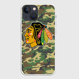 Чехол для iPhone 13 mini с принтом Blackhawks Camouflage в Санкт-Петербурге,  |  | Тематика изображения на принте: camouflage | chicago blackhawks | hockey | nhl | нхл | хоккей