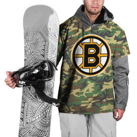 Накидка на куртку 3D с принтом Bruins Camouflage в Санкт-Петербурге, 100% полиэстер |  | boston bruins | camouflage | hockey | nhl | нхл | хоккей