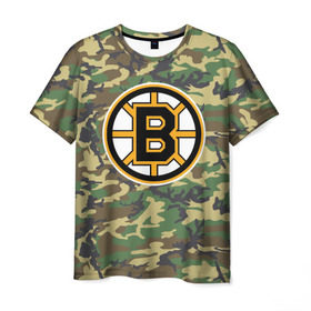 Мужская футболка 3D с принтом Bruins Camouflage в Санкт-Петербурге, 100% полиэфир | прямой крой, круглый вырез горловины, длина до линии бедер | boston bruins | camouflage | hockey | nhl | нхл | хоккей