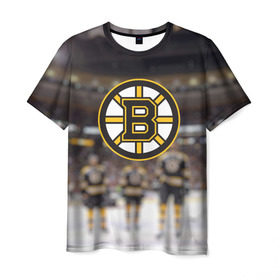 Мужская футболка 3D с принтом Boston Bruins в Санкт-Петербурге, 100% полиэфир | прямой крой, круглый вырез горловины, длина до линии бедер | Тематика изображения на принте: бостон | брюинз