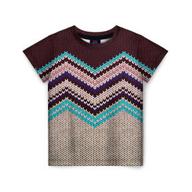 Детская футболка 3D с принтом Плетение в Санкт-Петербурге, 100% гипоаллергенный полиэфир | прямой крой, круглый вырез горловины, длина до линии бедер, чуть спущенное плечо, ткань немного тянется | зигзаг | свитер | текстура