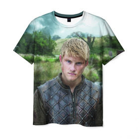 Мужская футболка 3D с принтом Бьорн Лотброк в Санкт-Петербурге, 100% полиэфир | прямой крой, круглый вырез горловины, длина до линии бедер | бьорн | викинги | железнобокий | лотброк