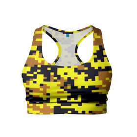 Женский спортивный топ 3D с принтом Пиксели в Санкт-Петербурге, 82% полиэстер, 18% спандекс Ткань безопасна для здоровья, позволяет коже дышать, не мнется и не растягивается |  | военная тематика | камуфляж | милитари