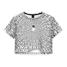 Женская футболка 3D укороченная с принтом Хатифнатты в Санкт-Петербурге, 100% полиэстер | круглая горловина, длина футболки до линии талии, рукава с отворотами | moomins | мумми тролль | папа