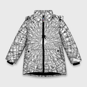 Зимняя куртка для девочек 3D с принтом Хатифнатты в Санкт-Петербурге, ткань верха — 100% полиэстер; подклад — 100% полиэстер, утеплитель — 100% полиэстер. | длина ниже бедра, удлиненная спинка, воротник стойка и отстегивающийся капюшон. Есть боковые карманы с листочкой на кнопках, утяжки по низу изделия и внутренний карман на молнии. 

Предусмотрены светоотражающий принт на спинке, радужный светоотражающий элемент на пуллере молнии и на резинке для утяжки. | moomins | мумми тролль | папа