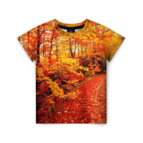 Детская футболка 3D с принтом Осень в Санкт-Петербурге, 100% гипоаллергенный полиэфир | прямой крой, круглый вырез горловины, длина до линии бедер, чуть спущенное плечо, ткань немного тянется | Тематика изображения на принте: autumn | bright | colors | forest | paint | trees | деревья | краски | лес | осень | цвета | яркие