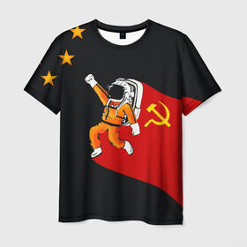 Мужская футболка 3D с принтом Гагарин в Санкт-Петербурге, 100% полиэфир | прямой крой, круглый вырез горловины, длина до линии бедер | день | космонавтики | космос