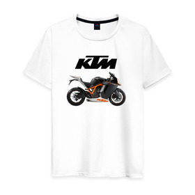 Мужская футболка хлопок с принтом KTM 6 в Санкт-Петербурге, 100% хлопок | прямой крой, круглый вырез горловины, длина до линии бедер, слегка спущенное плечо. | ktm | moto | катээм | ктм | мото | мотоцикл | мотоциклы