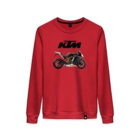 Женский свитшот хлопок с принтом KTM 6 в Санкт-Петербурге, 100% хлопок | прямой крой, круглый вырез, на манжетах и по низу широкая трикотажная резинка  | ktm | moto | катээм | ктм | мото | мотоцикл | мотоциклы