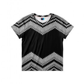 Детская футболка 3D с принтом Плетение в Санкт-Петербурге, 100% гипоаллергенный полиэфир | прямой крой, круглый вырез горловины, длина до линии бедер, чуть спущенное плечо, ткань немного тянется | Тематика изображения на принте: свитер | серый | черный