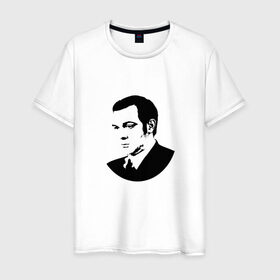 Мужская футболка хлопок с принтом Муслим Магомаев в Санкт-Петербурге, 100% хлопок | прямой крой, круглый вырез горловины, длина до линии бедер, слегка спущенное плечо. | 