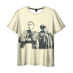 Мужская футболка 3D с принтом Эминем и 50 центов в Санкт-Петербурге, 100% полиэфир | прямой крой, круглый вырез горловины, длина до линии бедер | 50 cent | 50 центов | eminem | rap | музыка | рэп | эминем