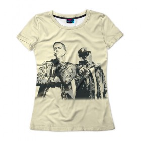 Женская футболка 3D с принтом Эминем и 50 центов в Санкт-Петербурге, 100% полиэфир ( синтетическое хлопкоподобное полотно) | прямой крой, круглый вырез горловины, длина до линии бедер | 50 cent | 50 центов | eminem | rap | музыка | рэп | эминем