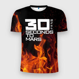 Мужская футболка 3D спортивная с принтом 30 seconds to mars fire в Санкт-Петербурге, 100% полиэстер с улучшенными характеристиками | приталенный силуэт, круглая горловина, широкие плечи, сужается к линии бедра | jared leto
