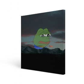 Холст квадратный с принтом Sad frog в Санкт-Петербурге, 100% ПВХ |  | pepe | пепе