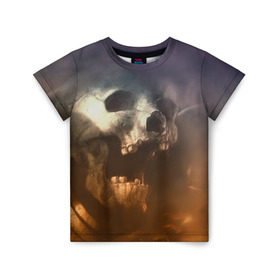 Детская футболка 3D с принтом Doom в Санкт-Петербурге, 100% гипоаллергенный полиэфир | прямой крой, круглый вырез горловины, длина до линии бедер, чуть спущенное плечо, ткань немного тянется | doom | skull | slayer | палач | скелет | череп